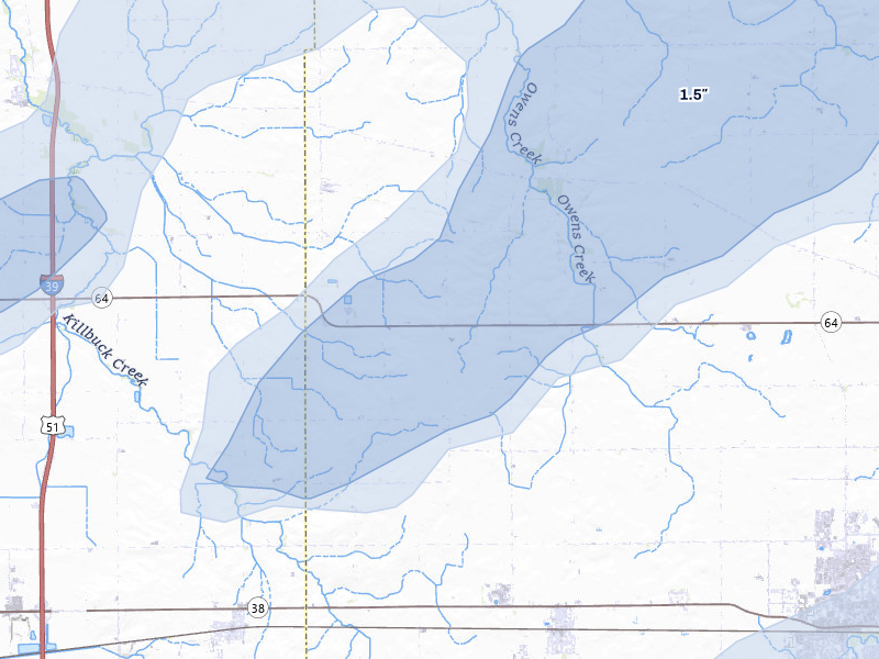 NEXRAD radar-signature map of the hail storm over Malta, IL on Jul 3, 2026