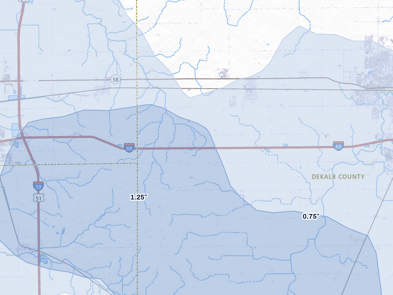 NEXRAD radar-signature map of the hail storm over Malta, IL on Aug 11, 2026