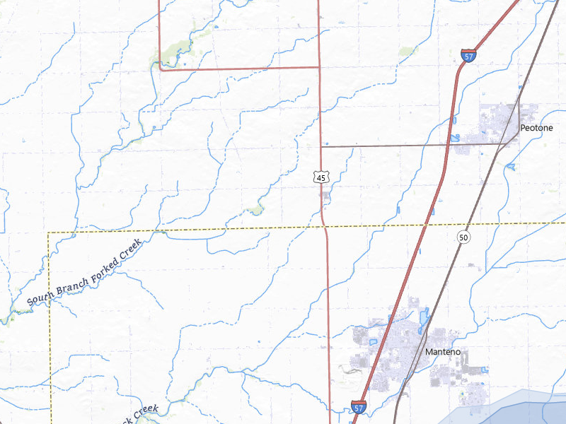 NEXRAD radar-signature map of the hail over Manteno, IL