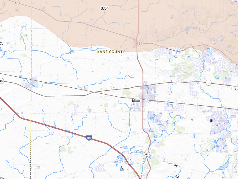 Radar-estimated hail-size map of the storm over Maple Park, IL