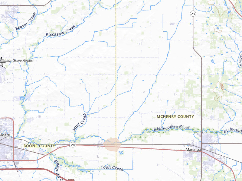 Radar-estimated hail-size map of the storm over Marengo, IL on Aug 9, 2026