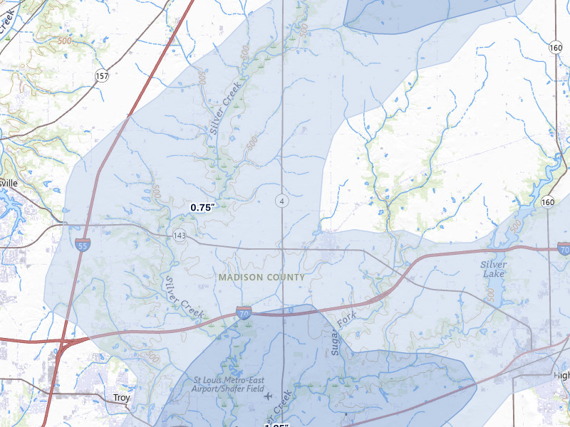 NEXRAD radar-signature map of the hail over Marine, IL