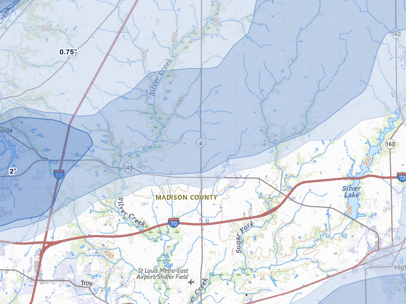 NEXRAD radar-signature map of the hail over Marine, IL