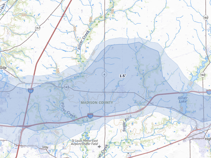 NEXRAD radar-signature map of the hail storm over Marine, IL on May 31, 2026