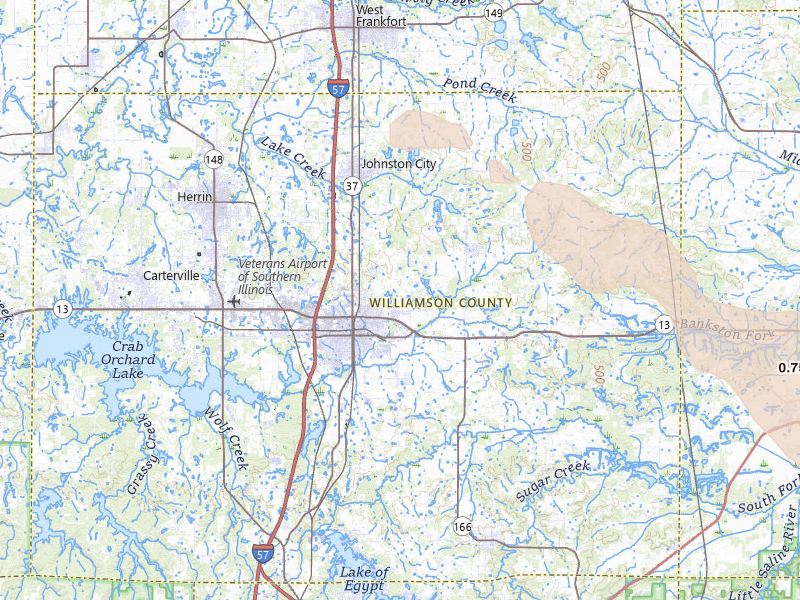 Radar-estimated hail-size map of the storm over Marion, IL on Jul 10, 2026