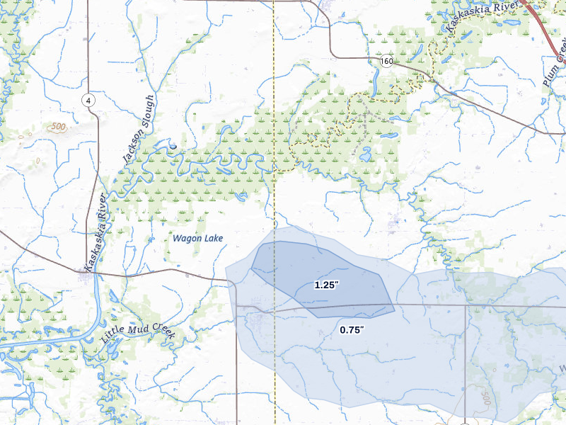 NEXRAD radar-signature map of the hail storm over Marissa, IL on Mar 4, 2026