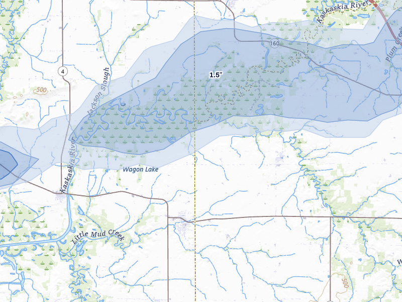 NEXRAD radar-signature map of the hail over Marissa, IL