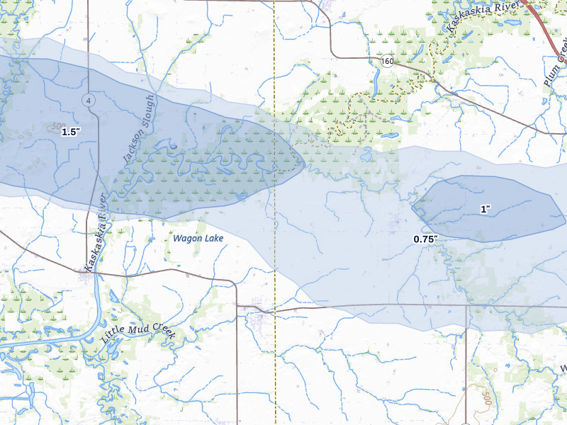 NEXRAD radar-signature map of the hail storm over Marissa, IL on May 4, 2026