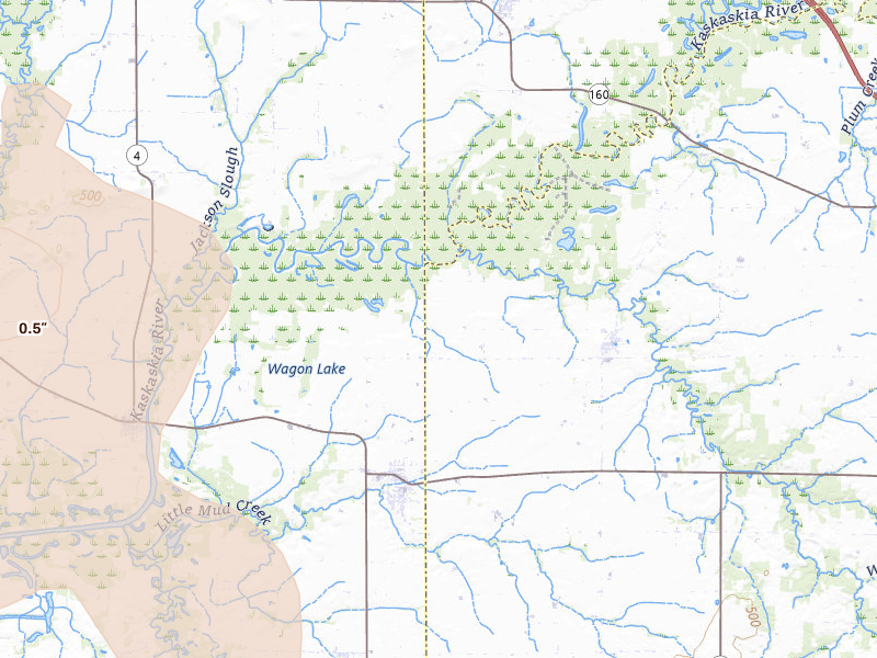 Radar-estimated hail-size map of the storm over Marissa, IL on May 31, 2026