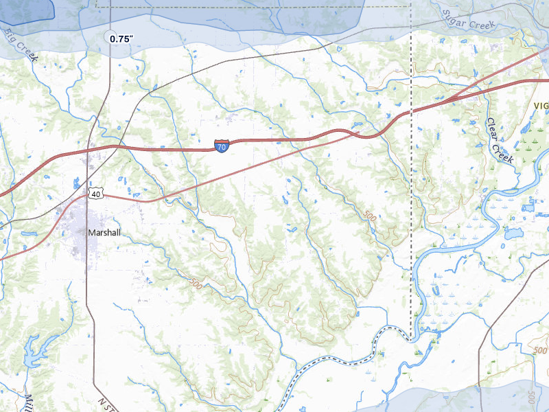 NEXRAD radar-signature map of the hail storm over Marshall, IL on Mar 22, 2026