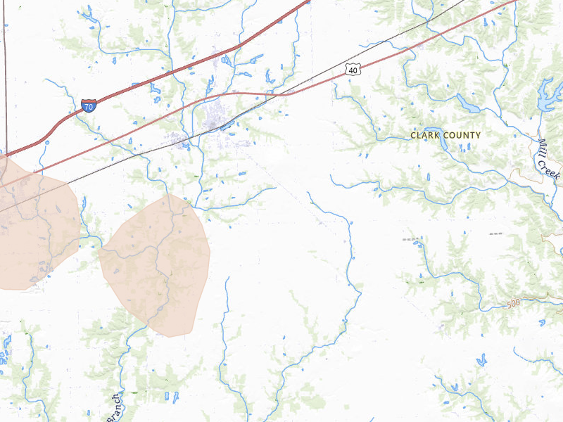 Radar-estimated hail-size map of the storm over Martinsville, IL on Mar 22, 2026