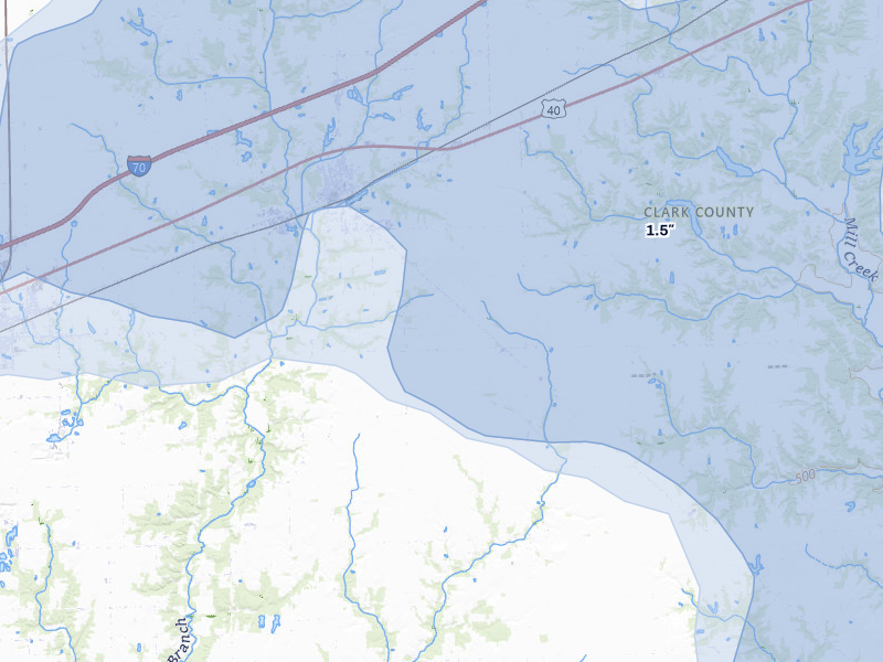 NEXRAD radar-signature map of the hail over Martinsville, IL