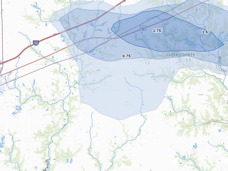 NEXRAD radar-signature map of the hail storm over Martinsville, IL on Jun 9, 2026