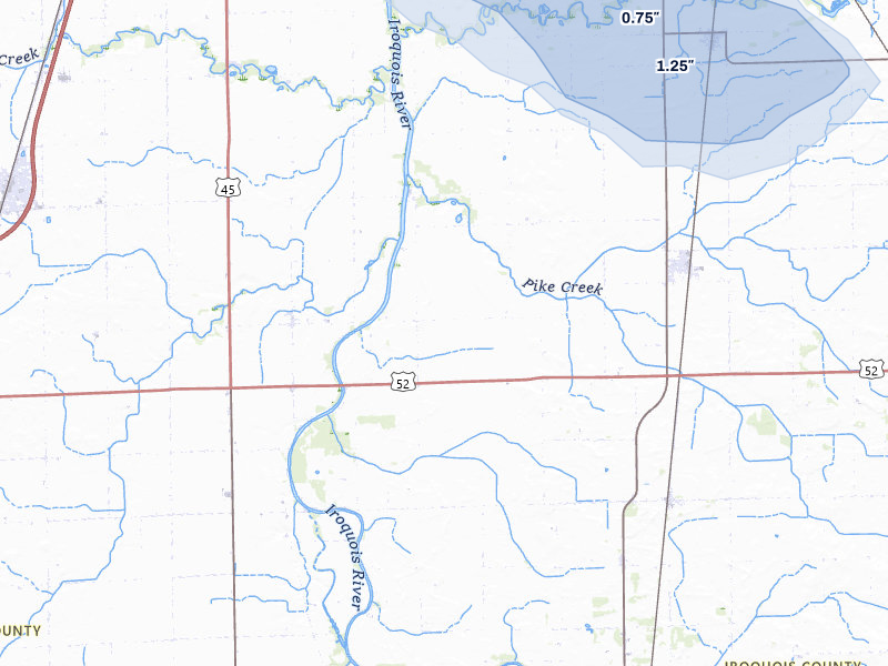 NEXRAD radar-signature map of the hail storm over Martinton, IL on Jul 27, 2026