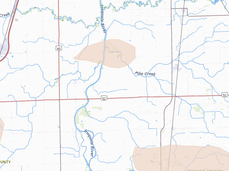 Radar-estimated hail-size map of the storm over Martinton, IL on Aug 9, 2026