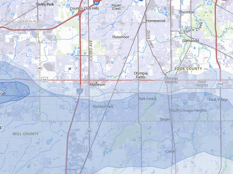 NEXRAD radar-signature map of the hail storm over Matteson, IL on Mar 31, 2026
