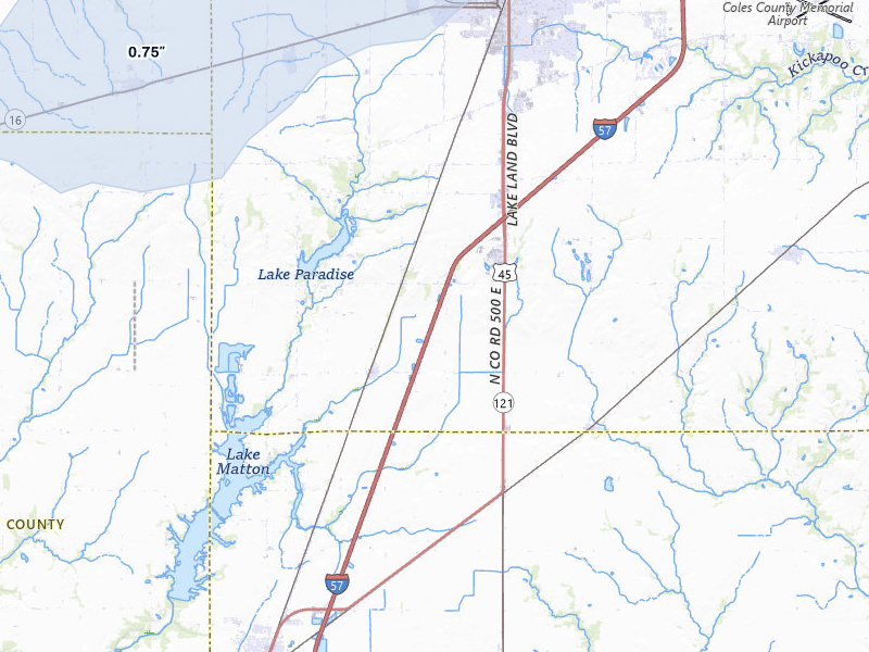 NEXRAD radar-signature map of the hail storm over Mattoon, IL on May 4, 2026