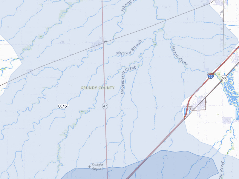 NEXRAD radar-signature map of the hail storm over Mazon, IL on May 4, 2026