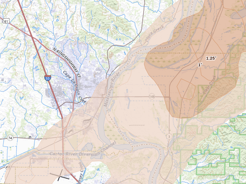 Radar-estimated hail-size map of the storm over Mc Clure, IL on Apr 26, 2026