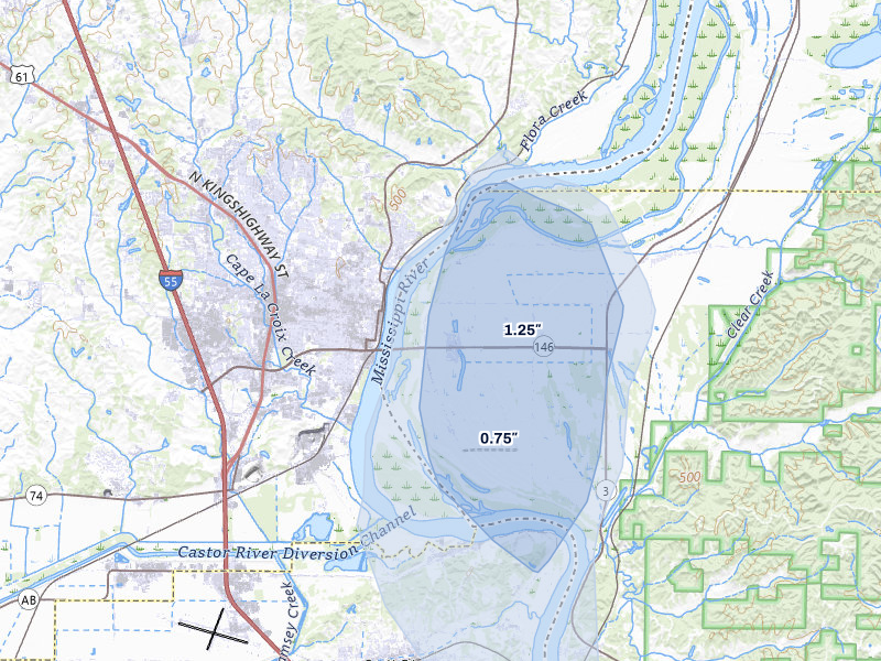 NEXRAD radar-signature map of the hail storm over Mc Clure, IL on Jul 3, 2026