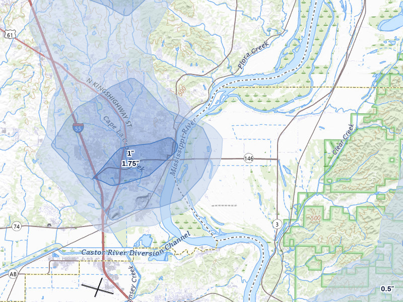 NEXRAD radar-signature map of the hail storm over Mc Clure, IL on Jul 8, 2026