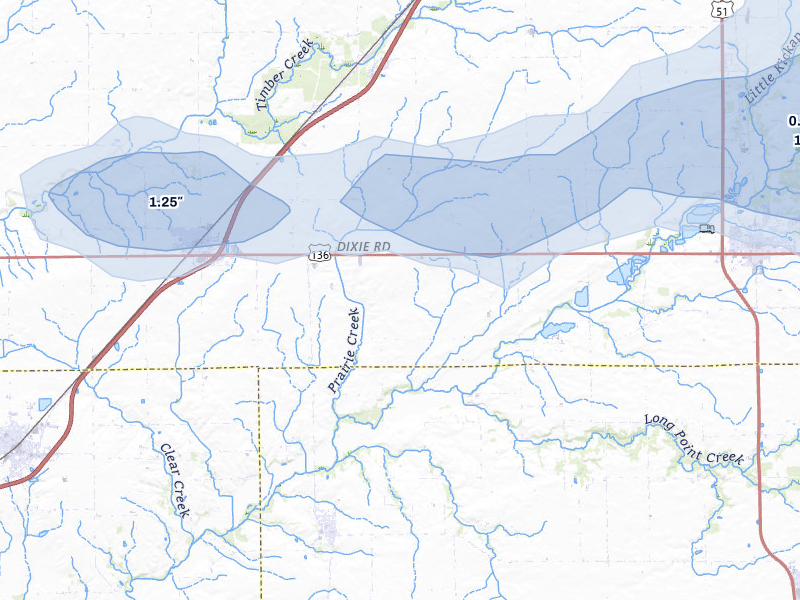 NEXRAD radar-signature map of the hail over Mc Lean, IL
