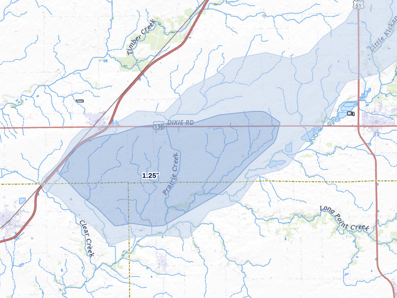 NEXRAD radar-signature map of the hail over Mc Lean, IL