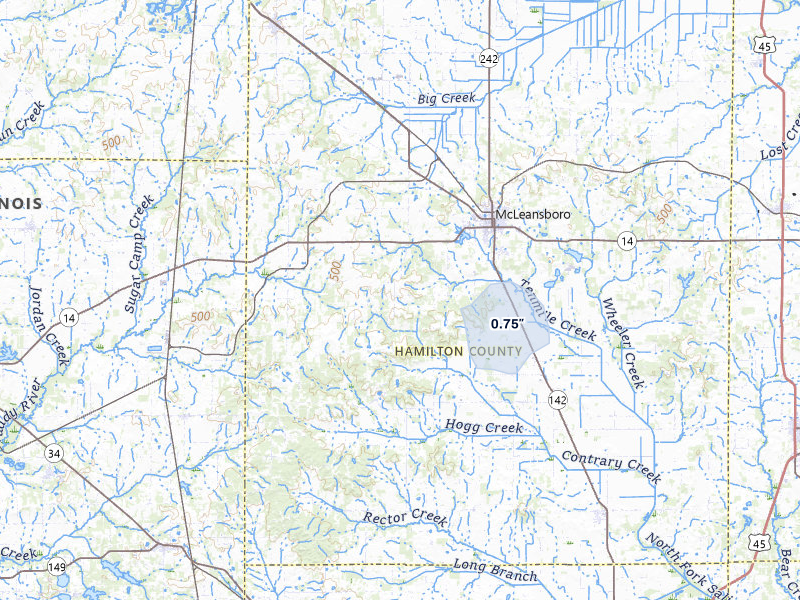 NEXRAD radar-signature map of the hail storm over Mc Leansboro, IL on May 31, 2026