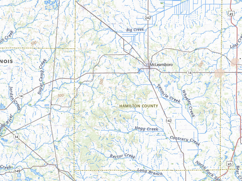 Radar-estimated hail-size map of the storm over Mc Leansboro, IL on Jul 4, 2026
