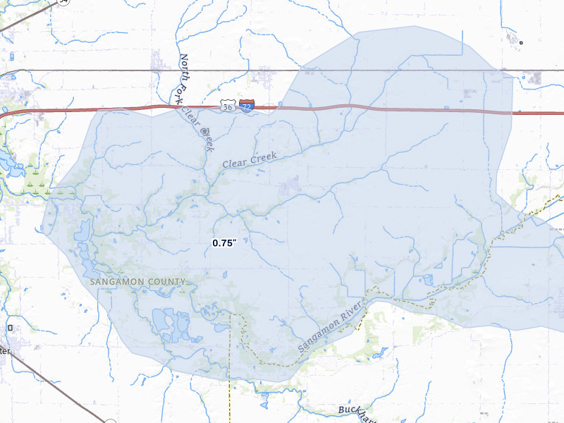 NEXRAD radar-signature map of the hail storm over Mechanicsburg, IL on Mar 3, 2026