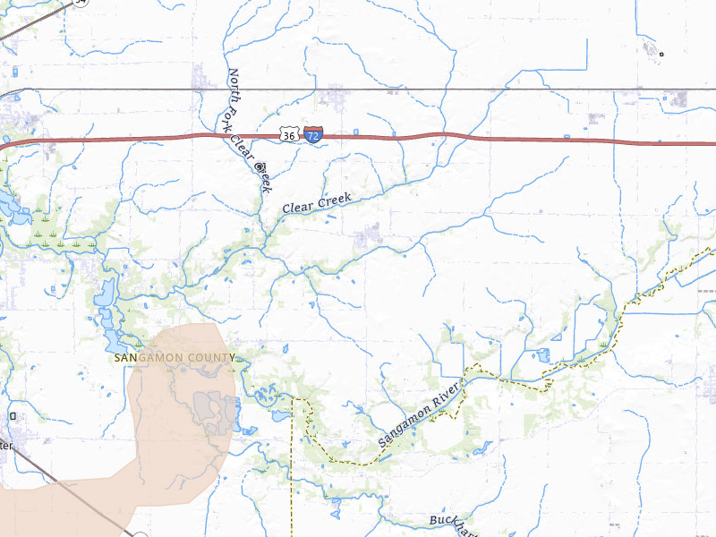 Radar-estimated hail-size map of the storm over Mechanicsburg, IL on Apr 27, 2026