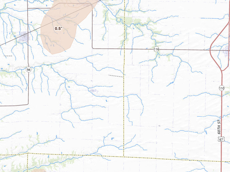 Radar-estimated hail-size map of the storm over Media, IL on Apr 17, 2026