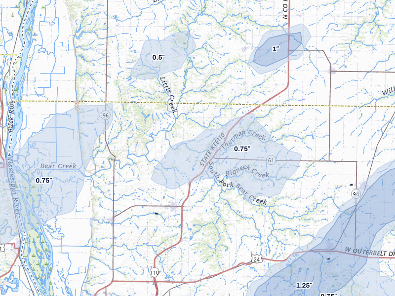NEXRAD radar-signature map of the hail over Mendon, IL