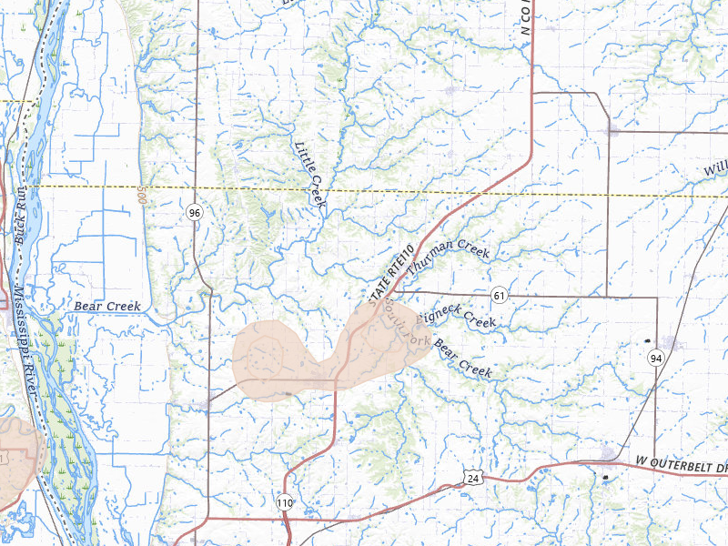 Radar-estimated hail-size map of the storm over Mendon, IL on May 16, 2026