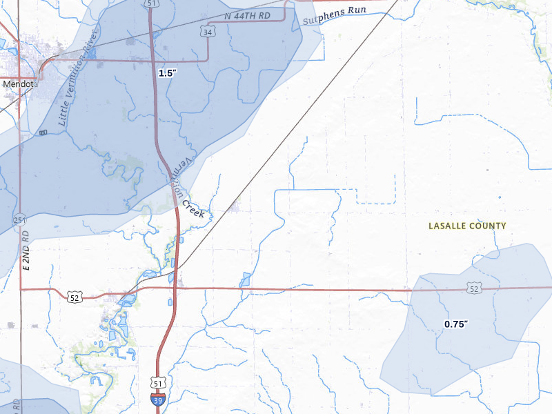 NEXRAD radar-signature map of the hail over Mendota, IL