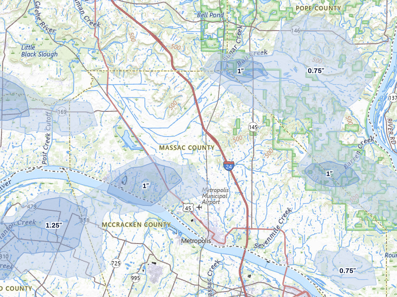 NEXRAD radar-signature map of the hail storm over Metropolis, IL on Jun 1, 2026