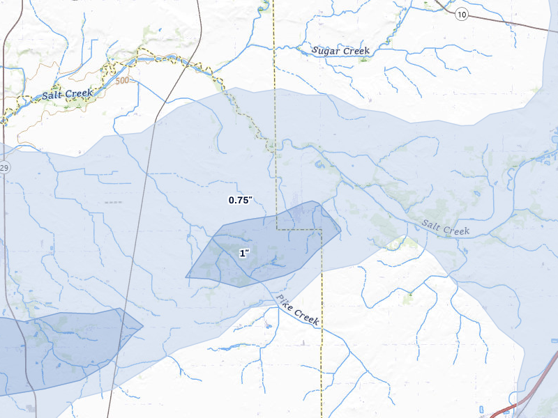 NEXRAD radar-signature map of the hail over Middletown, IL