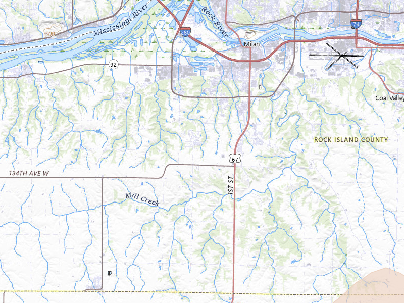 Radar-estimated hail-size map of the storm over Milan, IL on Jun 5, 2026