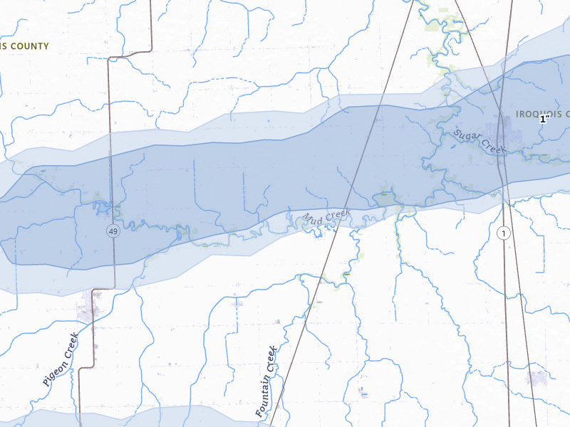 NEXRAD radar-signature map of the hail over Milford, IL
