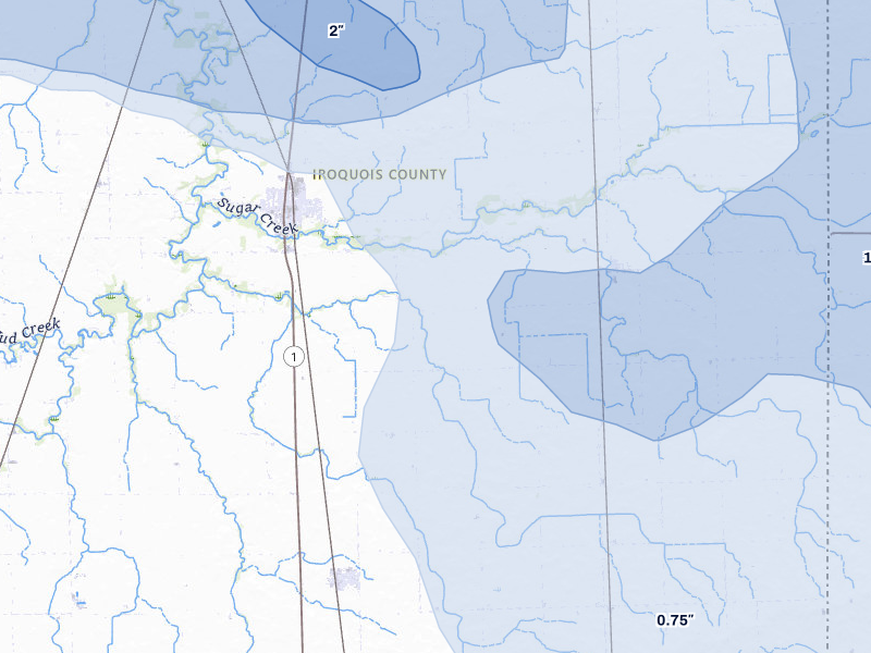 NEXRAD radar-signature map of the hail storm over Milford, IL on Aug 9, 2026