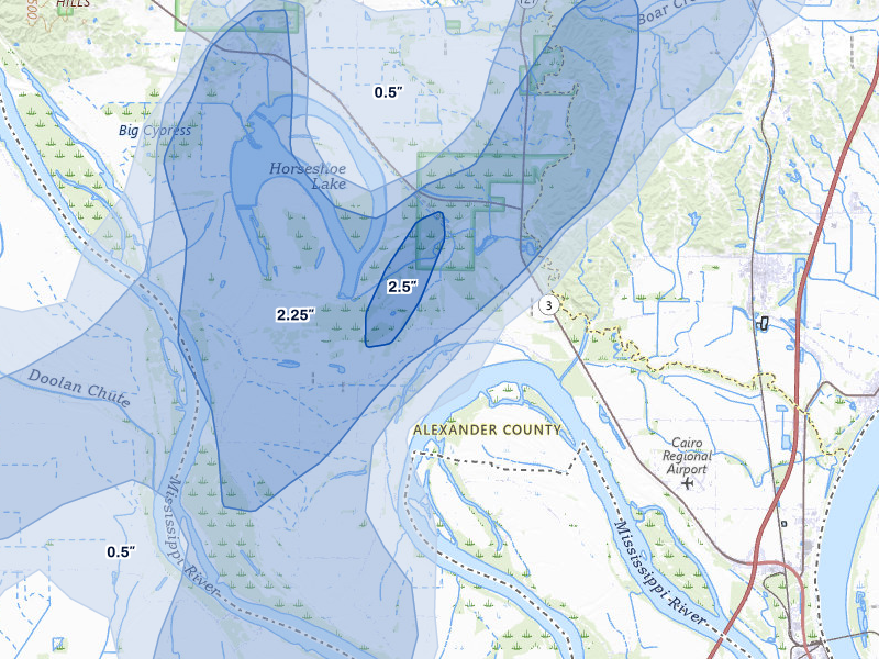 NEXRAD radar-signature map of the hail over Miller City, IL
