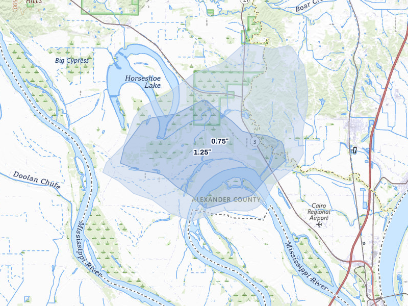 NEXRAD radar-signature map of the hail storm over Miller City, IL on May 18, 2026