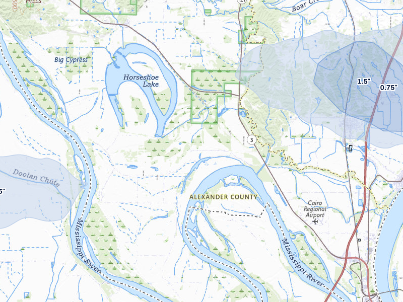 NEXRAD radar-signature map of the hail storm over Miller City, IL on Jul 8, 2026