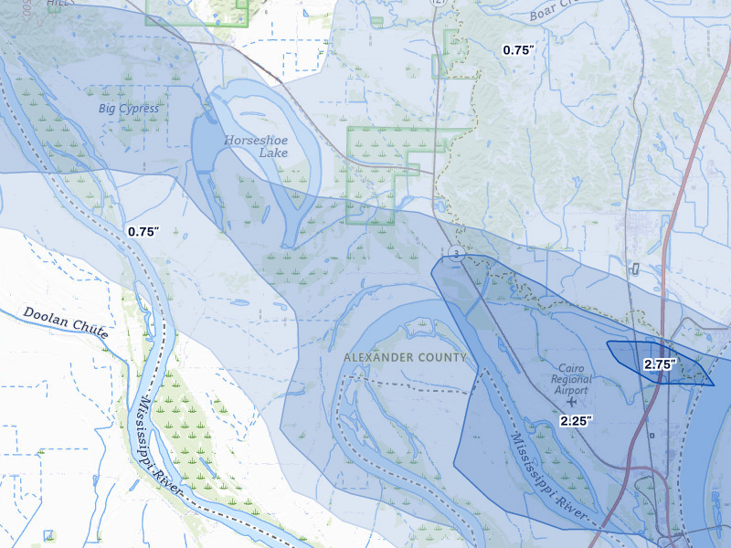 NEXRAD radar-signature map of the hail storm over Miller City, IL on Jul 9, 2026