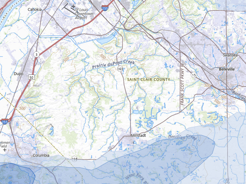 NEXRAD radar-signature map of the hail over Millstadt, IL