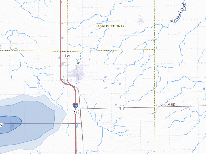 NEXRAD radar-signature map of the hail storm over Minonk, IL on Jul 9, 2026