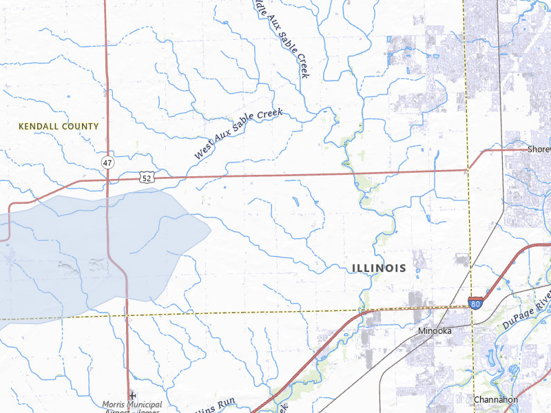 NEXRAD radar-signature map of the hail storm over Minooka, IL on Apr 2, 2026