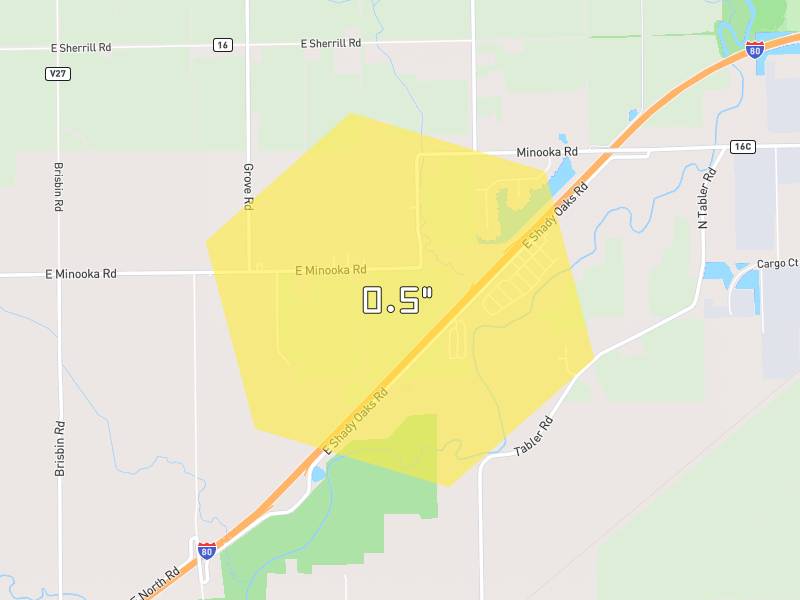 Hail map of Minooka, IL on Jun 6, 2026, hail up to 0.5"