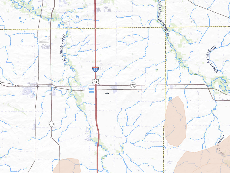 Radar-estimated hail-size map of the storm over Monroe Center, IL on Jul 3, 2026