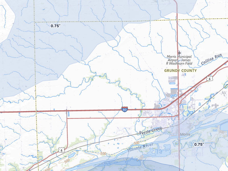 NEXRAD radar-signature map of the hail storm over Morris, IL on Apr 2, 2026